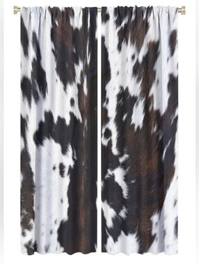 Farmhouse Cow Print 2 Panels Of 62Lx21W Curtains